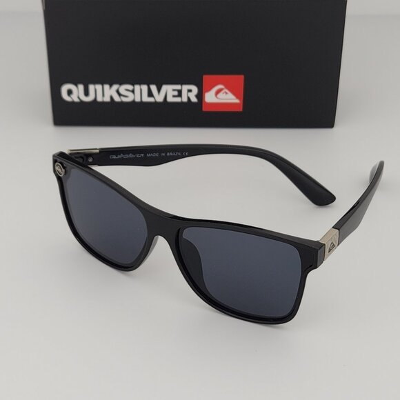 Quiksilver Round Flat Lens Sunglasses Gloss Black Frame Dark Smoke Tint Lens Q29 - Picture 3 of 12